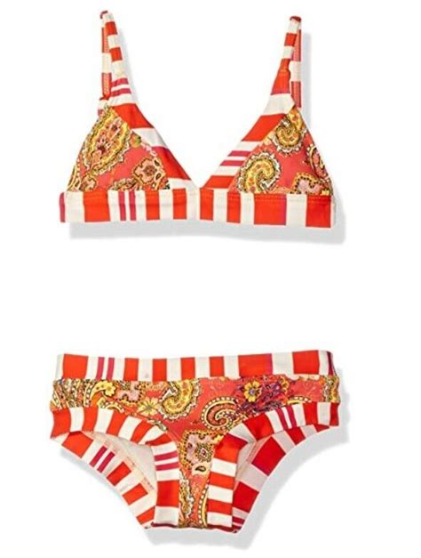 Ondademar Girls Camellia Banded Triangle Bikini Set Multicolor Size