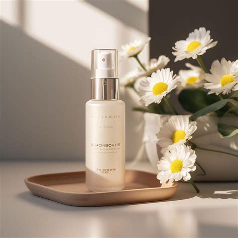 Premium AI Image | a bottle of white cream next to a white flower.