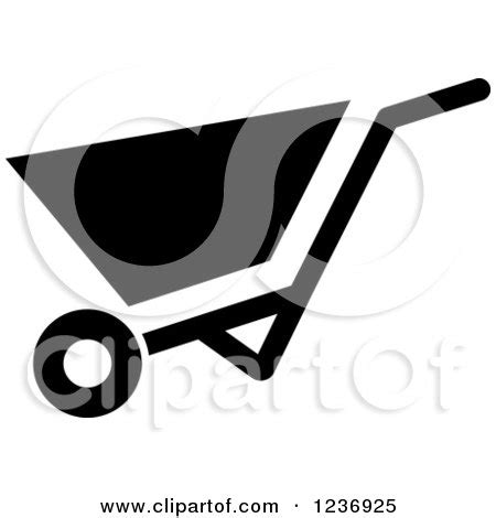 Clipart of a Black and White Wheelbarrow Icon - Royalty Free Vector Illustration by Vector ...