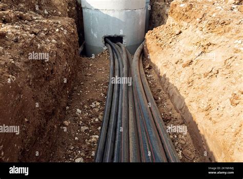 Digital Telecommunication Network Pipe Covered Cables Are Buried