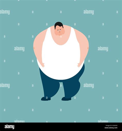 Fat Sad Emotions Stout Guy Sorrowful Isolated Vector Illustration