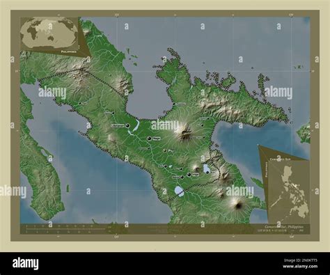 Camarines Sur Province Of Philippines Elevation Map Colored In Wiki Style With Lakes And