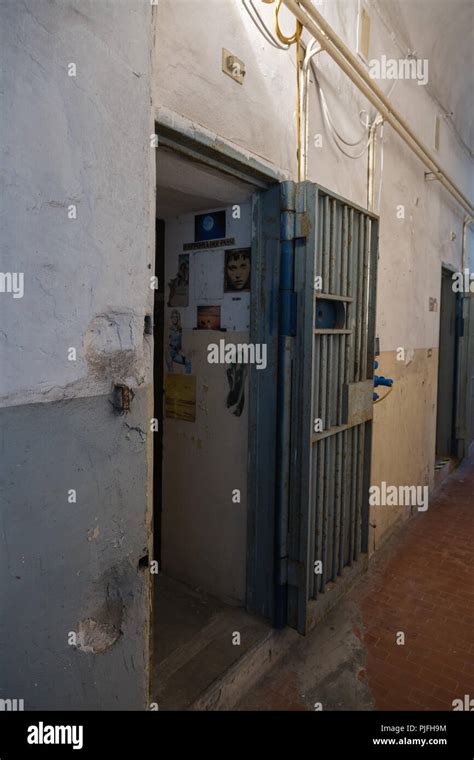 Entrance to a Dark Room of a Prison Cell with Hanging Newspaper ...