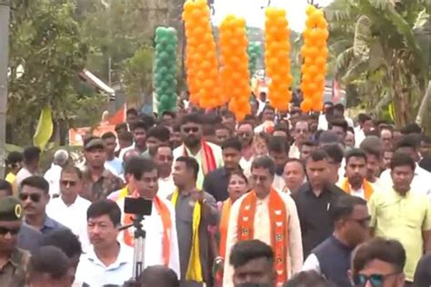 Ls Polls Tripura Cm Manik Saha Holds Padayatra In Support Of Bjp Candidates