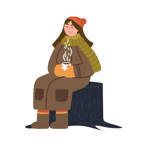 Woman With Hot Beverage 6199866 Vector Art At Vecteezy