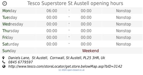 Tesco Superstore St Austell opening times (2019 update)