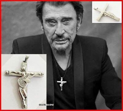 PENDENTIF CROIX JOHNNY HALLYDAY Repro ORIGINAL 8 X 6 Cm GRANDE TAILLE