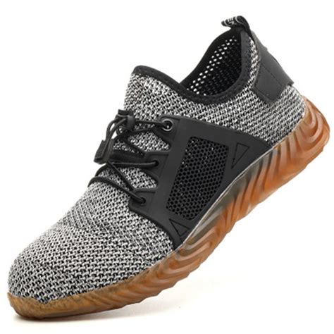 JUNSRM New 2019 Breathable Mesh Safety Shoes Men Light Sneaker ...