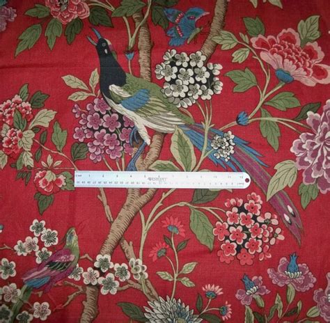 LEE JOFA KRAVET Tree Of Life Floral Birds Linen Fabric 10