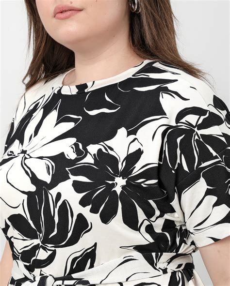 Riachuelo Vestido Midi Plus Size Floral De Outono Faixa Preto