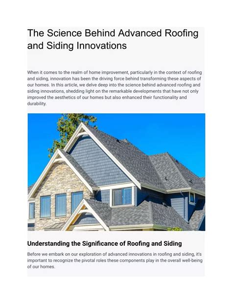 Ppt The Science Behind Advanced Roofing And Siding Innovations Powerpoint Presentation Id