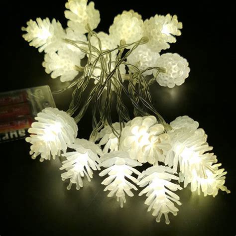 Solar Pine Cone String Lights Led Warm White Colorful 2 Lengths