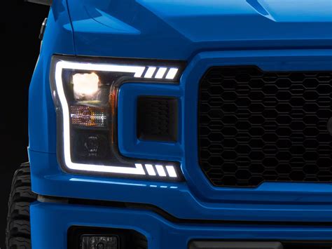 F 150 Drl Led Light Bar Projector Headlights Black Housing Clear Lens 18 20 F 150 W Factory