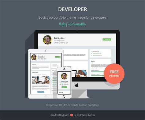 Developer Free Bootstrap 5 Portfolio Website Template For Devs