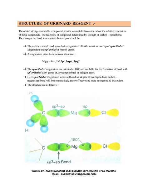 Introducation To Organo Metallic Compund Or Grignard Reagent Pdf