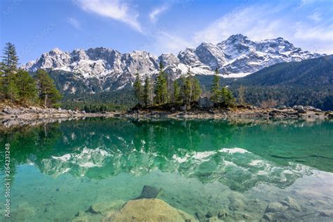 Reflections Of Zugspitze Mountain In Turquoise Eibsee Lake Garmisch