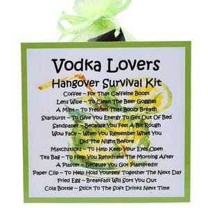 Vodka Lovers Hangover Survival Kit Fun Novelty Gift Card Etsy Uk