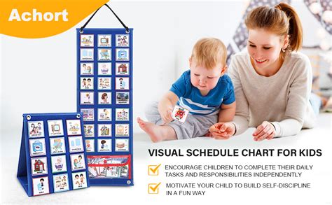 Achort Calendrier Visuel Muraux Enfants Avec 70 Cartes Tableau Des