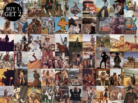 Vintage Western Style Cow Girls Wall Collage Kit 60pcs Etsy