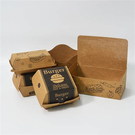 Disposable Card Board Packaging Custom Logo Burger Box Kraft Paper