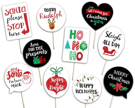 Christmas Photo Booth Props 10 Printable Hand Painted Signs Etsy