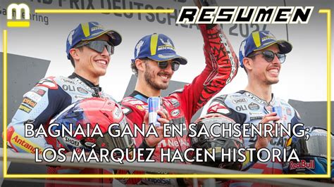 RESUMEN del GP de ALEMANIA de MOTOGP MARTÍN cae BAGNAIA gana y los