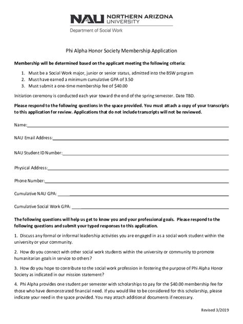 Fillable Online Phi Alpha Honor Society Membership Application Fax