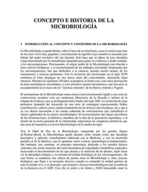 SOLUTION Concepto E Historia De La Microbiolog A Studypool