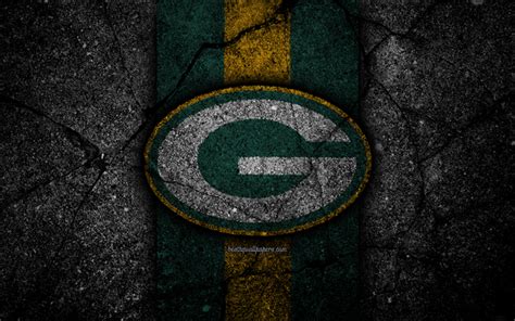 Download Wallpapers 4k Green Bay Packers Logo Black Stone Nfl Nfc American Football Usa