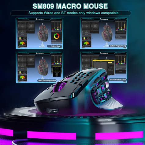 SM809 Pro Wireless MMO Gaming Mouse with 9 Side Buttons,24000 DPI ...