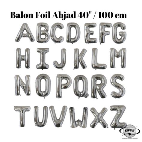 Jual Kiyuji Balon Foil Huruf 40 Inci 100cm Warna Silver Alphabet Abjad