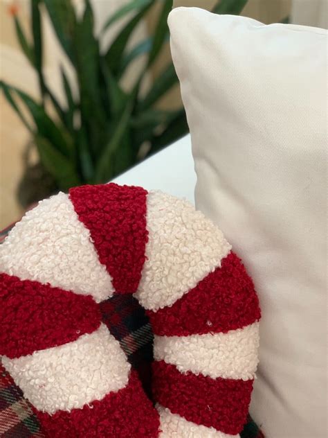 Nwt Pottery Barn Cozy Teddy Faux Fur Candy Cane Shaped Pillow Ebay