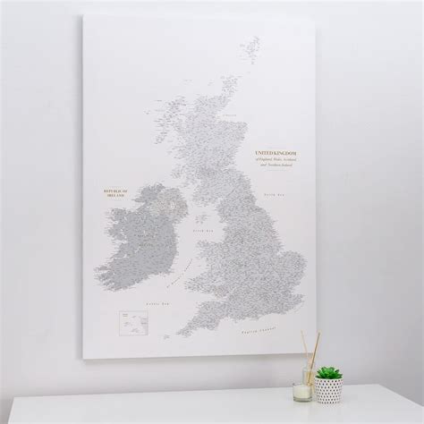 Push Pin Uk And Ireland Map Grey Detailed