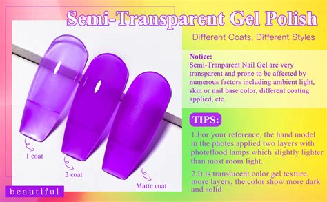 Amazon MTSSII Jelly Gel Nail Polish Translucent Neon Nail Polish Hot Pink Blue Purple