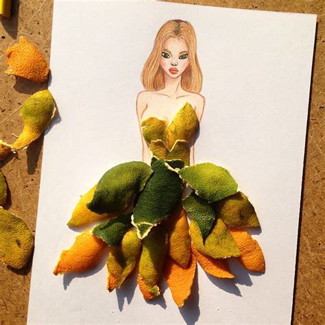 Fashion Illustrator Integrates Cut Out Dresses With Various Objects