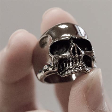 Classic Skull Ring Stainless Steel Keith Richards Men Silver Biker Rock