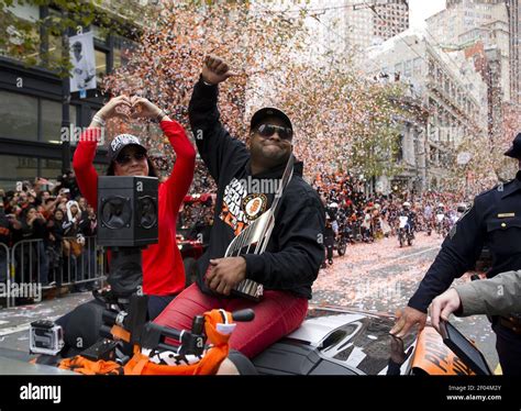 San Francisco Giants Third Baseman Pablo Sandoval Waves To Fans During