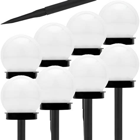 8x LAMPA SOLARNA OGRODOWA MOCNA BIAŁA KULA LED XXL KULKA KULA 10CM