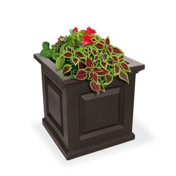Mayne 16-in W x 16-in H Espresso Resin Traditional Outdoor Planter in