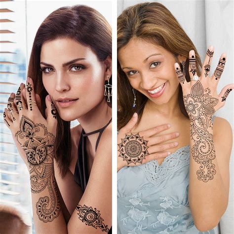 Buy Yazhiji 8 Sheets Extra Large Henna Mandala Temporary Tattoo