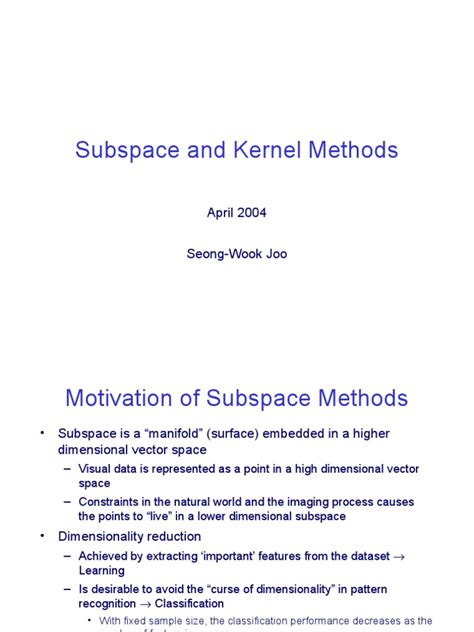 Subspace Methods | PDF | Principal Component Analysis | Mathematical ... 