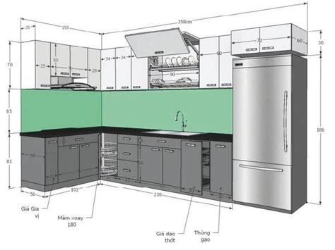 Kích thước tủ bếp chữ L tiêu chuẩn phổ biến hiện nay