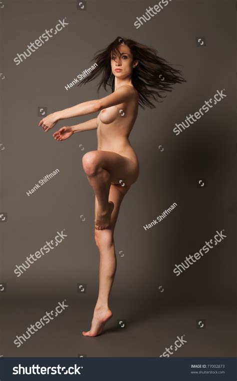 Beautiful Nude Brunette Dancer Turning Place Stock Photo 77002873 Shutterstock