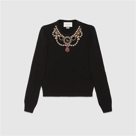 Gucci Women Embroidered Wool Knit Top X Embroidered