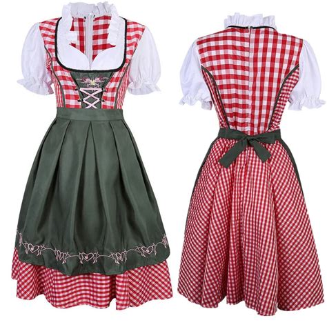 Women Oktoberfest Costume Plus Size Red Plaid German Oktoberfest Beer ...