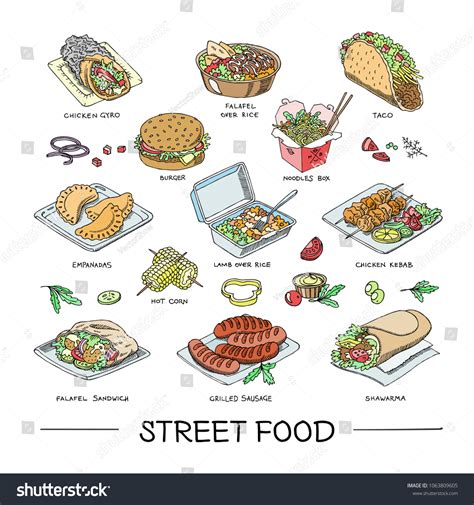 Street Food Vector Fastfood Burger Grilled Stock Vector (Royalty Free ...