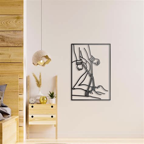 Aesthetic Nude Girl Erotic Decor Bedroom Wall Art Body Positive Art Bondage Metal One Line