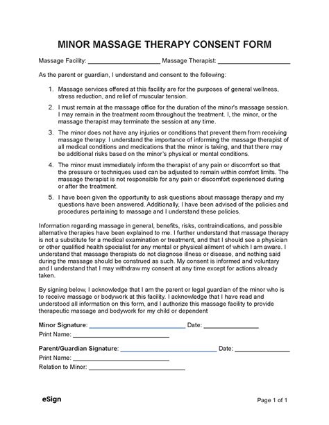 Free Massage Therapy Consent Form Pdf Word