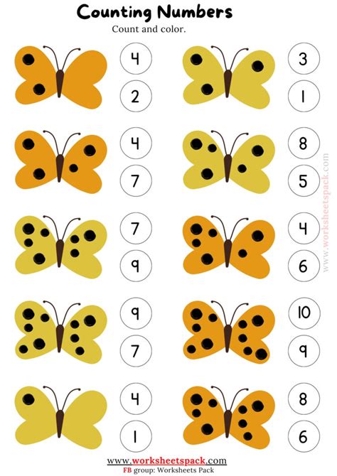 Counting Activity Butterfly Printable And Online Worksheets Pack