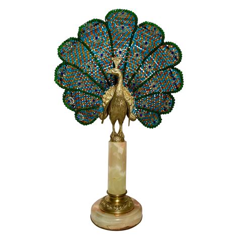 1920s Bronze And Crystal Czechoslovakian Peacock Lamp At 1stdibs